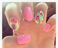 Colorful flower nails