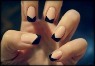 Nude and black tipped nails