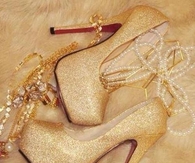 Gold Glitter Stiletto Pumps
