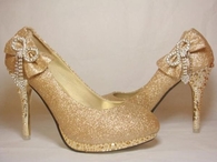 Gold Glitter Wedding Pumps