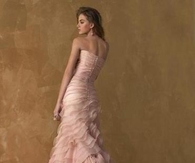 Pink Strapless Gown with Ruffled Train