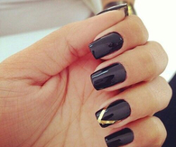 Glossy black nails