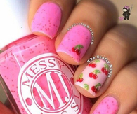 Pink cherry nails