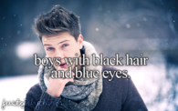 Boys with black hair and blue eyes