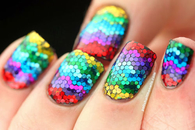 Rainbow shimmer nails