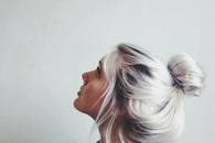 White silver hair bun