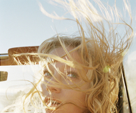 Blowing blonde hair