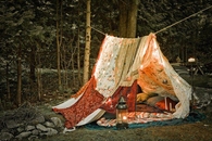 A tent in the woods