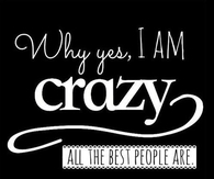 Why yes, I am crazy, all the best people are
