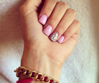 Pink and glitter nails