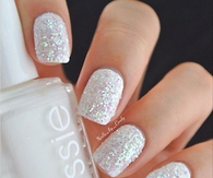 White essie glitter nails