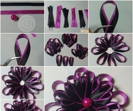 DIY Bi-Colored Kanzashi Ribbon Flower 