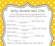 Baby Shower Mad Libs