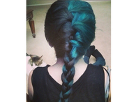 Black and teal fishtail braid
