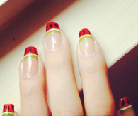 Watermelon tipped nails