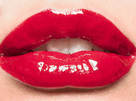Glossy red lips