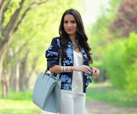 Floral Bomber Jacket Paired with White