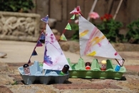Egg carton craft boat