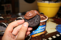 Oreo dipped in chocolate icing