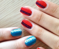 Blue and red nails