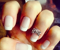 French tip nails with bow