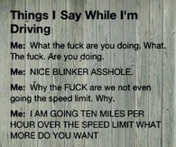 Funny things I say while driving