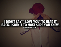 I Didn't Say I Love You To Hear It Back