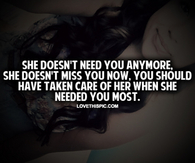 She Doesn't Need You Anymore